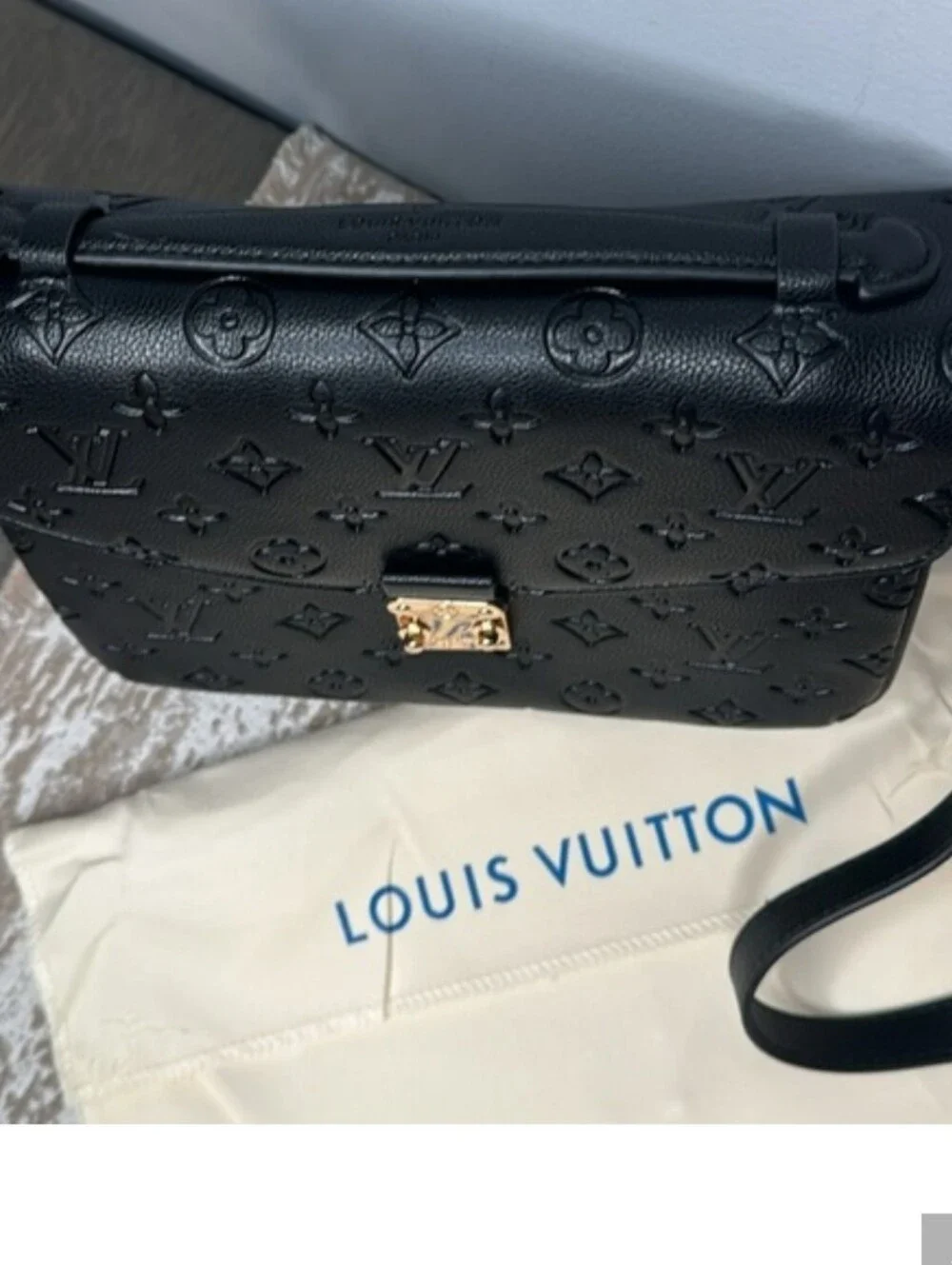 Gorgeous Embossed Monogram Black Shoulder Bag - Picture 4 of 9